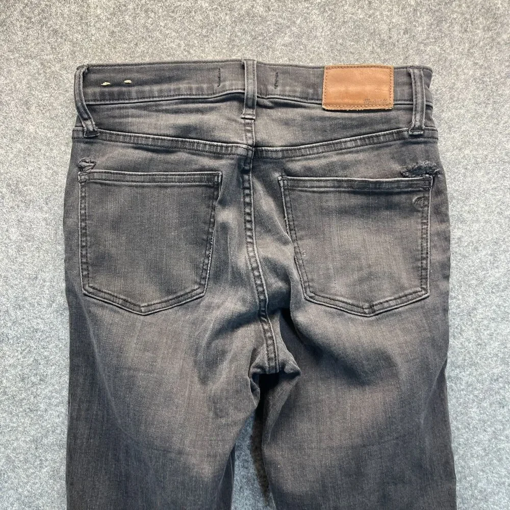 Madewell Jeans Women's 26‎ 9 Inch HIgh Rise Black Distressed Raw Hem Denim